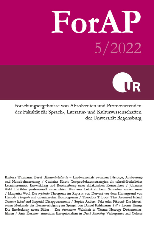 					Ansehen Bd. 5 Nr. 5 (2022): ForAP: Forschungsergebnisse von Absolventen und Promovierenden der Fakultät für Sprach-, Literatur- und Kulturwissenschaften
				